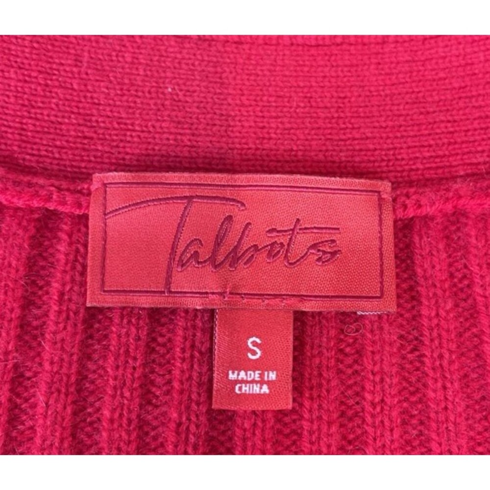 Talbots NEW womens 100% cashmere red cardigan rhinestone cardigan sweater Small - Picture 4 of 8